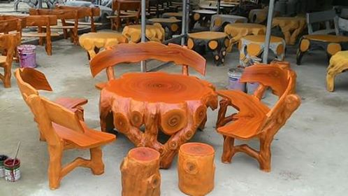 Bàn ghế đá giả gỗ Lũa